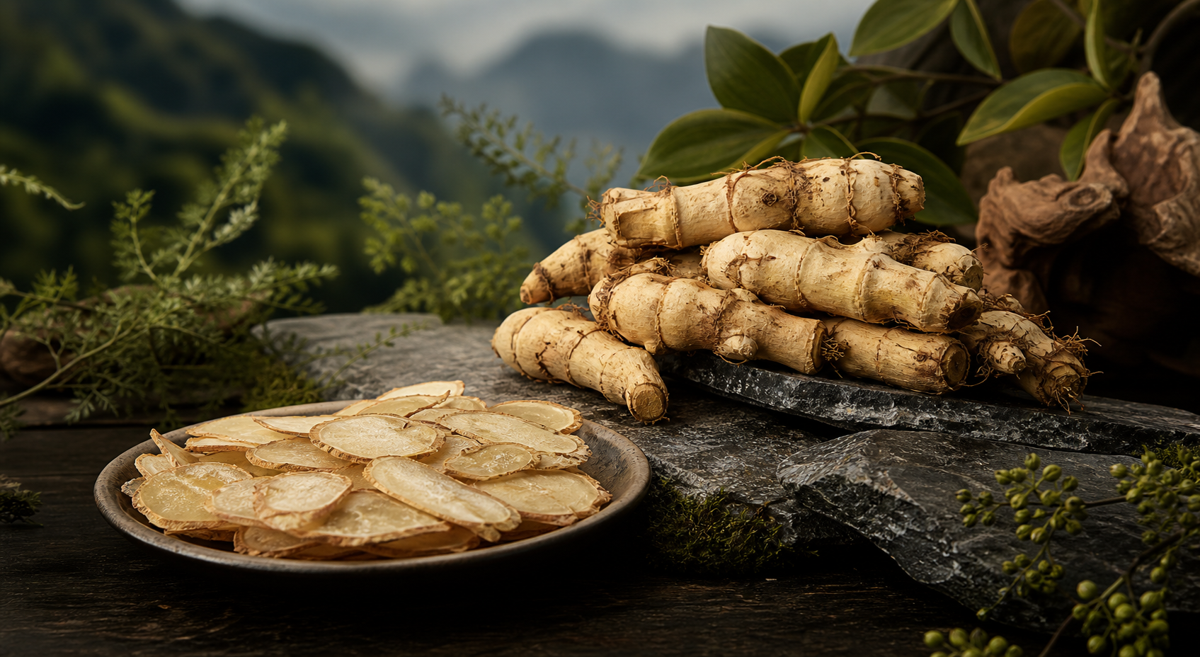 滇黄精根茎与干制片